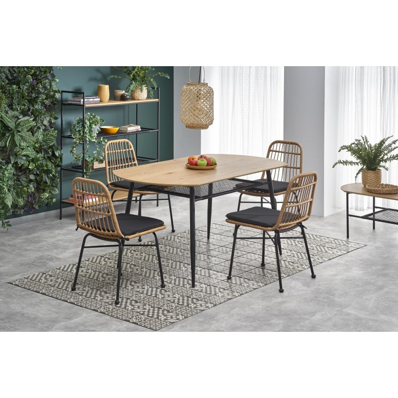 JACKSON stół, blat - dąb złoty, noga - czarny (2p 1szt)