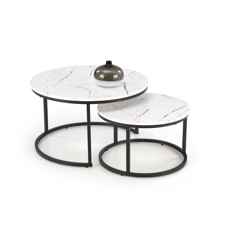 JAVA zestaw 2 ław, biały marmur / czarny (1p 1szt)