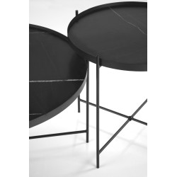 JULIETA zestaw 2 ław, czarny marmur / czarny (1p 1szt)