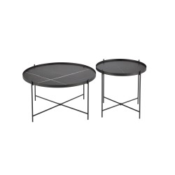 JULIETA zestaw 2 ław, czarny marmur / czarny (1p 1szt)