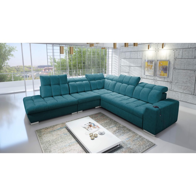Prisma IX corner sofa with sleeping function, USB port, and bedding storage - Velvet | Pet friendly, Terra 75 Prisma IX corner sofa with sleeping function, USB port, and bedding storage - Velvet | Pet friendly, Terra 75