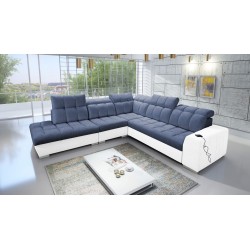 Prisma IX corner sofa with a sleeping function, USB port, and bedding storage - Velvet | Pet friendly, Terra 76 + Eco-leather
