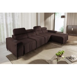 Verona XII Corner Sofa with Sleeping Function in Velvet, Vena 13 - A Practical and Elegant Piece of Furniture for Your Living Ro