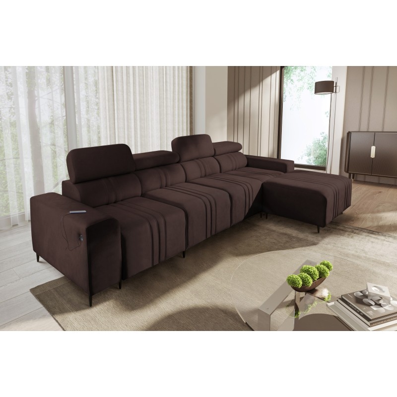 Verona XII Corner Sofa with Sleeping Function in Velvet, Vena 13 - A Practical and Elegant Piece of Furniture for Your Living Ro Verona XII Corner Sofa with Sleeping Function in Velvet, Vena 13 - A Practical and Elegant Piece of Furniture for Your Living Ro