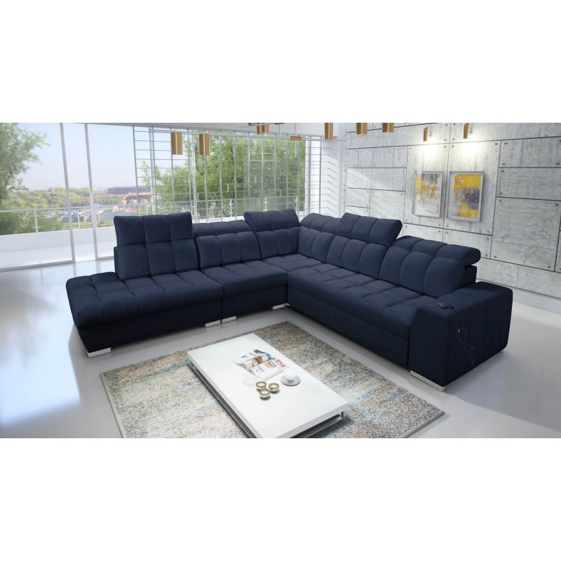 Prisma IX corner sofa with a sleeping function, USB port, and bedding storage - Velvet | Pet friendly, Terra 79 Prisma IX corner sofa with a sleeping function, USB port, and bedding storage - Velvet | Pet friendly, Terra 79