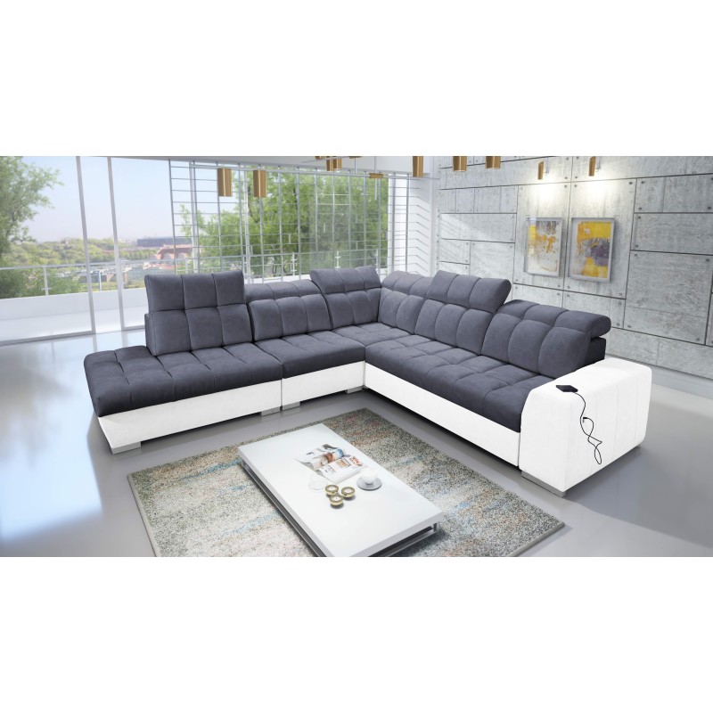 Prisma IX corner sofa with sleeping function, USB port, and bedding storage - Velvet | Pet friendly, Terra 96 + Eco-leather Prisma IX corner sofa with sleeping function, USB port, and bedding storage - Velvet | Pet friendly, Terra 96 + Eco-leather