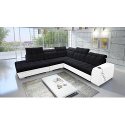 Prisma IX corner sofa with sleeping function, USB port, and bedding compartment - Velvet | Pet friendly, Terra 99 + Eco-leather Prisma IX corner sofa with sleeping function, USB port, and bedding compartment - Velvet | Pet friendly, Terra 99 + Eco-leather