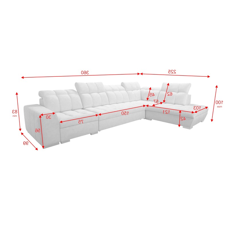 Prisma XI corner sofa with sleeping function and USB port - elegance and comfort Prisma XI corner sofa with sleeping function and USB port - elegance and comfort
