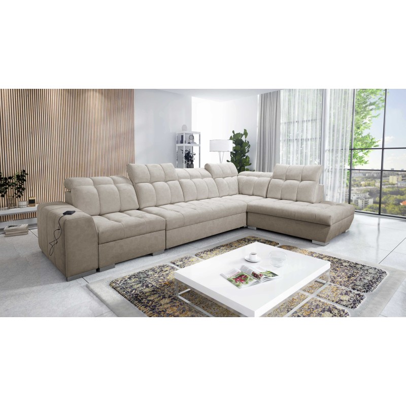 Prisma XI corner sofa with sleeping function and USB port - elegance and comfort Prisma XI corner sofa with sleeping function and USB port - elegance and comfort