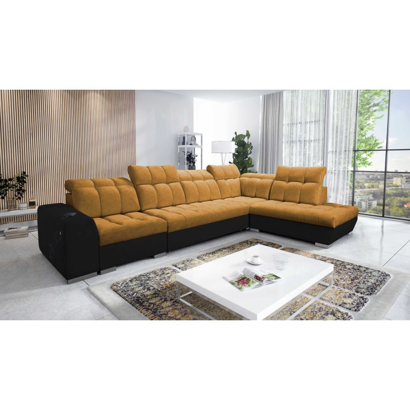 Prisma XI corner sofa with sleeping function and USB port - elegance and comfort Prisma XI corner sofa with sleeping function and USB port - elegance and comfort