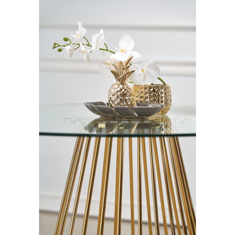 LIVERPOOL stół, blat - transparentny, nogi - złoty (2p 1szt)