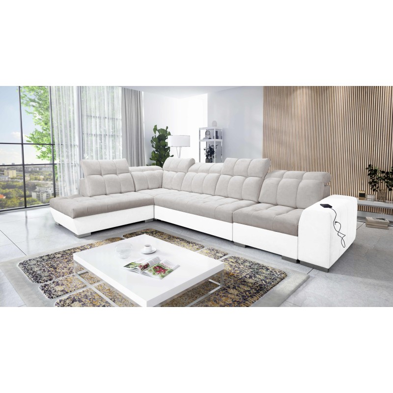 Prisma XI corner sofa with sleeping function and USB port - elegance and comfort Prisma XI corner sofa with sleeping function and USB port - elegance and comfort