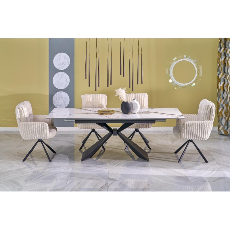 LUCIANO stół rozkładany, blat: biały marmur (2p 1szt)