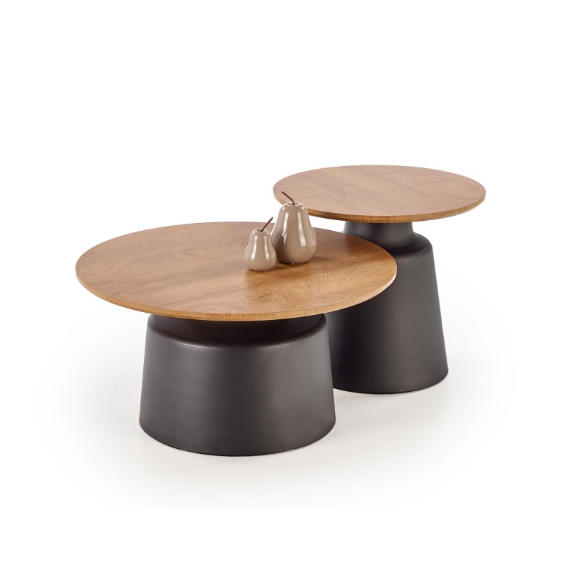 MALOMI zestaw 2 ław, naturalny/czarny (2p 1szt)