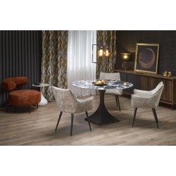 MANUEL stół okrągły, blat - czarny marmur, noga - czarny (2p 1szt)