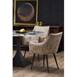 MANUEL stół okrągły, blat - czarny marmur, noga - czarny (2p 1szt)