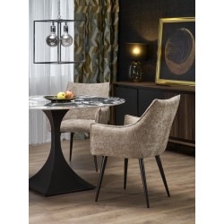 MANUEL stół okrągły, blat - czarny marmur, noga - czarny (2p 1szt)