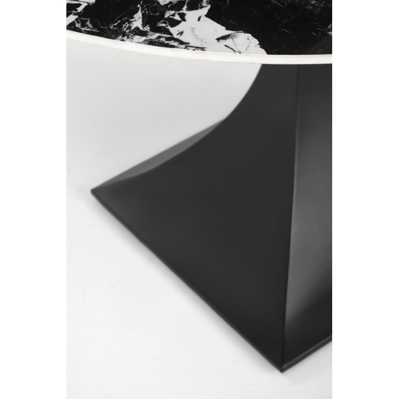 MANUEL stół okrągły, blat - czarny marmur, noga - czarny (2p 1szt)