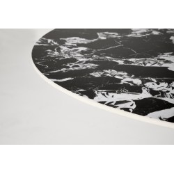 MANUEL stół okrągły, blat - czarny marmur, noga - czarny (2p 1szt)