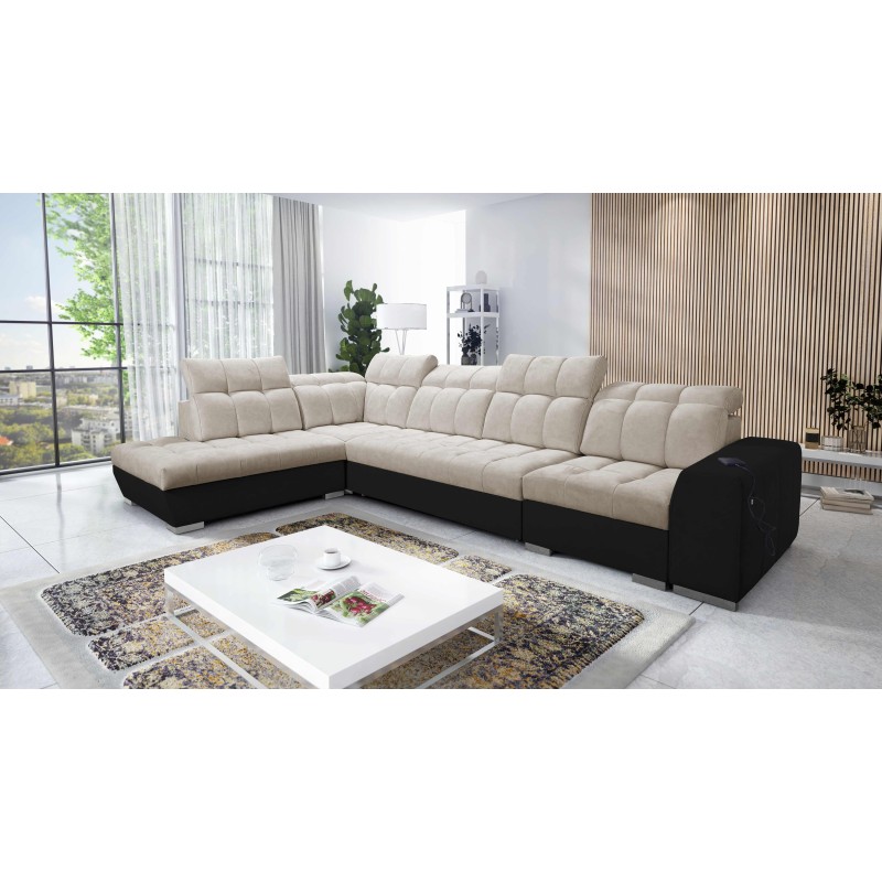 Prisma XI corner sofa with sleeping function and USB port - elegance and comfort Prisma XI corner sofa with sleeping function and USB port - elegance and comfort