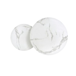 MERCURY 2 zestaw 2 ław, stelaż - srebrny, szkło - biały marmur (1p 1szt)