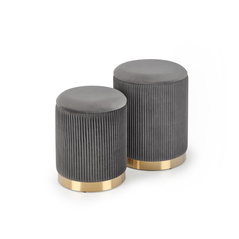 MONTY zestaw 2 puf, popielaty (1p 1kpl)