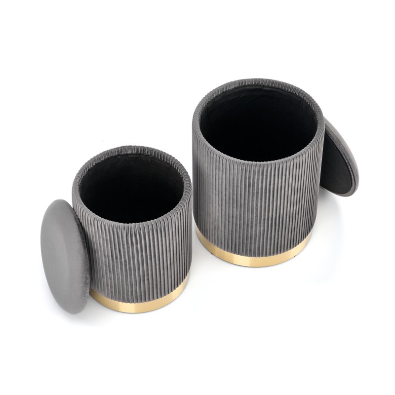 MONTY zestaw 2 puf, popielaty (1p 1kpl)