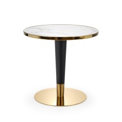 MORATA stół okrągły, biały marmur / czarny / złoty (3p 1szt)