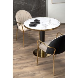 MORATA stół okrągły, biały marmur / czarny / złoty (3p 1szt)