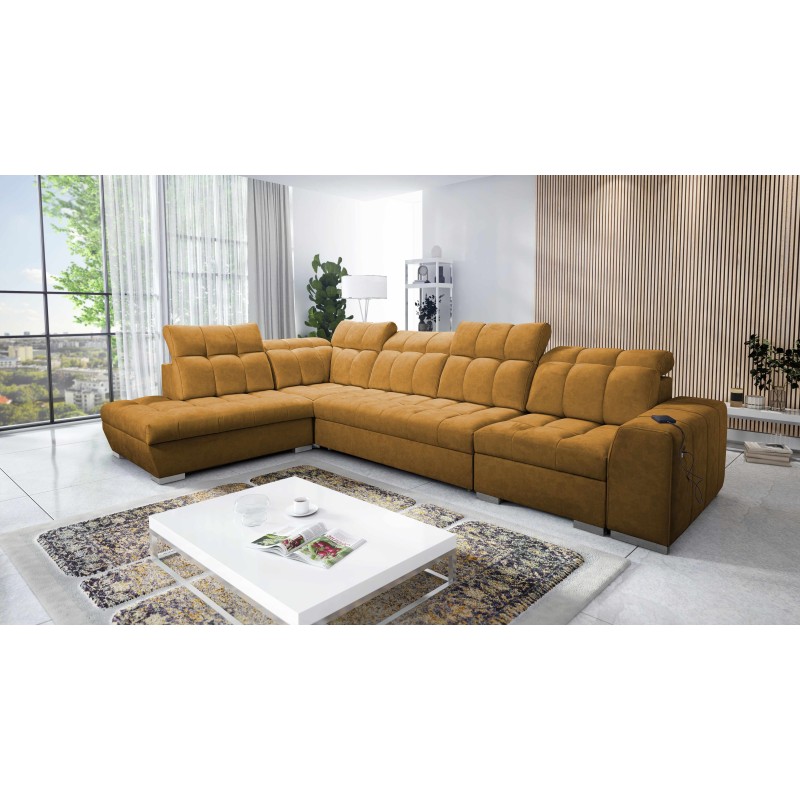 Prisma XI corner sofa with sleeping function and USB port - elegance and comfort Prisma XI corner sofa with sleeping function and USB port - elegance and comfort