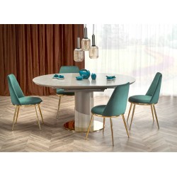 MUSCAT stół rozkładany blat - popielaty marmur, noga - jasny popiel / złoty (3p 1szt)