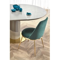 MUSCAT stół rozkładany blat - popielaty marmur, noga - jasny popiel / złoty (3p 1szt)