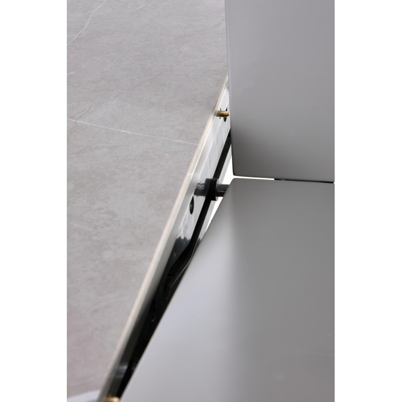 MUSCAT stół rozkładany blat - popielaty marmur, noga - jasny popiel / złoty (3p 1szt)