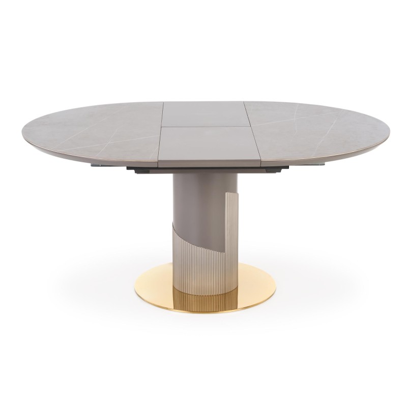 MUSCAT stół rozkładany blat - popielaty marmur, noga - jasny popiel / złoty (3p 1szt)
