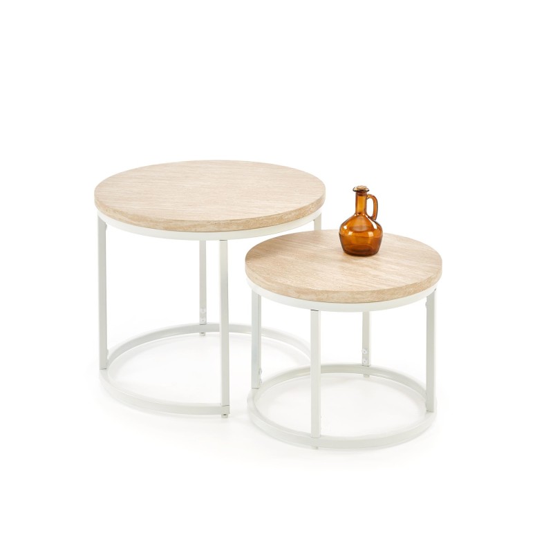 OREO zestaw dwóch ław, trawertyn / biały (1p 1szt)