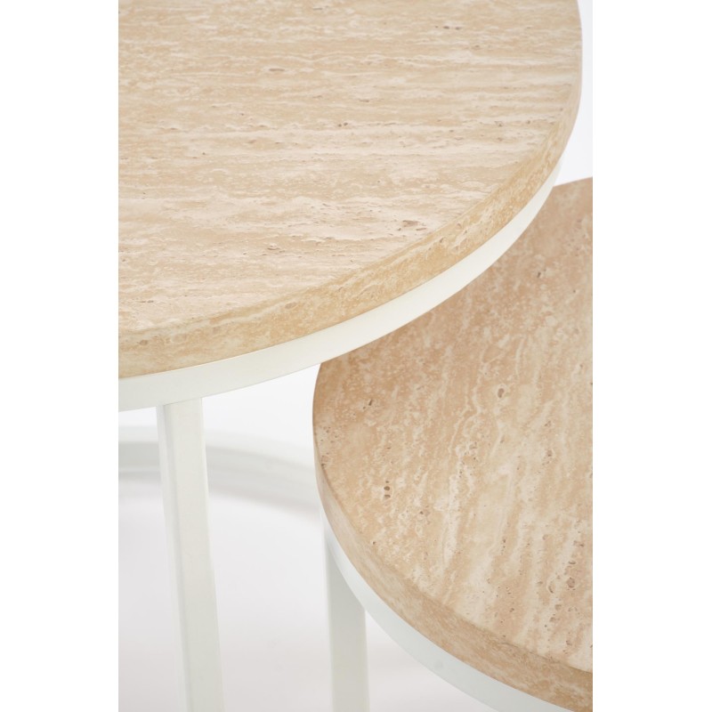 OREO zestaw dwóch ław, trawertyn / biały (1p 1szt)