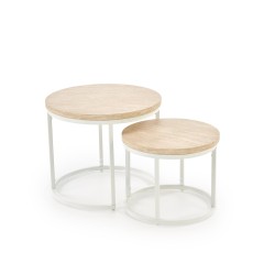 OREO zestaw dwóch ław, trawertyn / biały (1p 1szt)