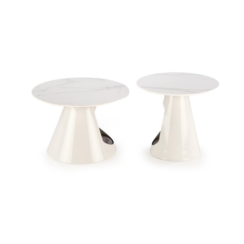 OSARIO zestaw 2 ław biały marmur / biały (2p 1szt)