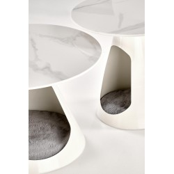 OSARIO zestaw 2 ław biały marmur / biały (2p 1szt)