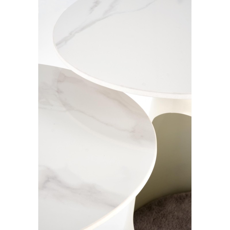 OSARIO zestaw 2 ław biały marmur / biały (2p 1szt)