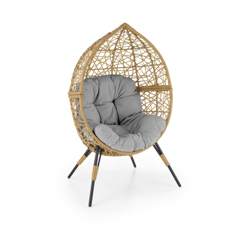 OSKAR fotel ogrodowy, naturalny / jasny popiel (1p 2szt)