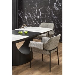 OSMAN stół rozkładany, biały marmur / czarny (2p 1szt)