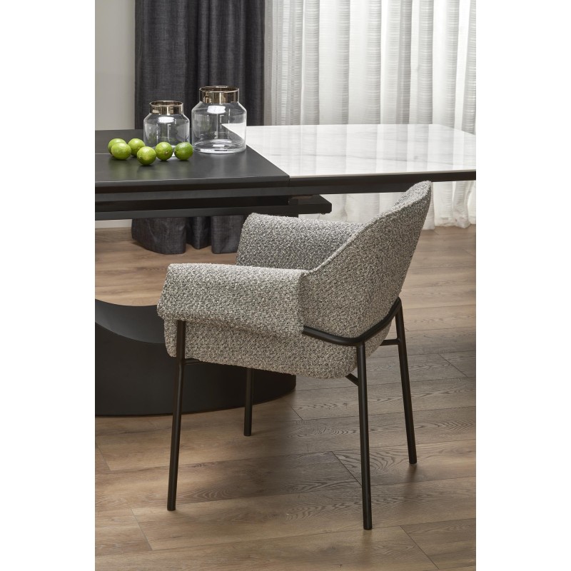 OSMAN stół rozkładany, biały marmur / czarny (2p 1szt)