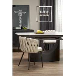 OSMAN stół rozkładany, biały marmur / czarny (2p 1szt)