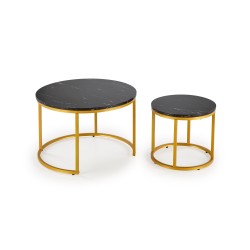 PAOLA zestaw 2 ław, czarny marmur / złoty (1p 1szt)