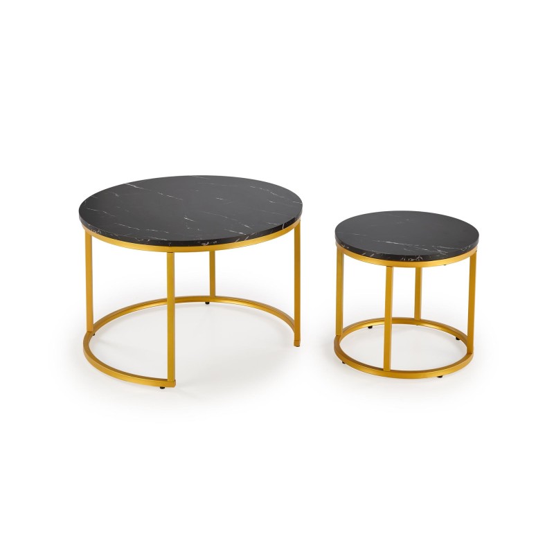 PAOLA zestaw 2 ław, czarny marmur / złoty (1p 1szt)