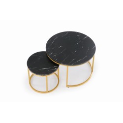 PAOLA zestaw 2 ław, czarny marmur / złoty (1p 1szt)