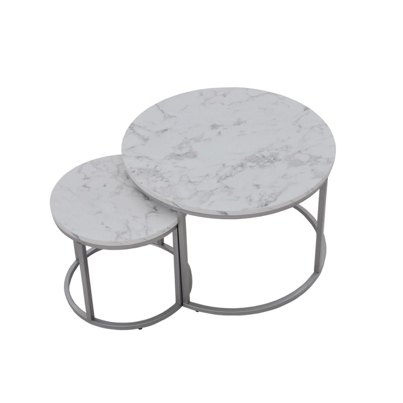 PAOLA zestaw 2 ław, marmur / srebrny (1p 1szt)