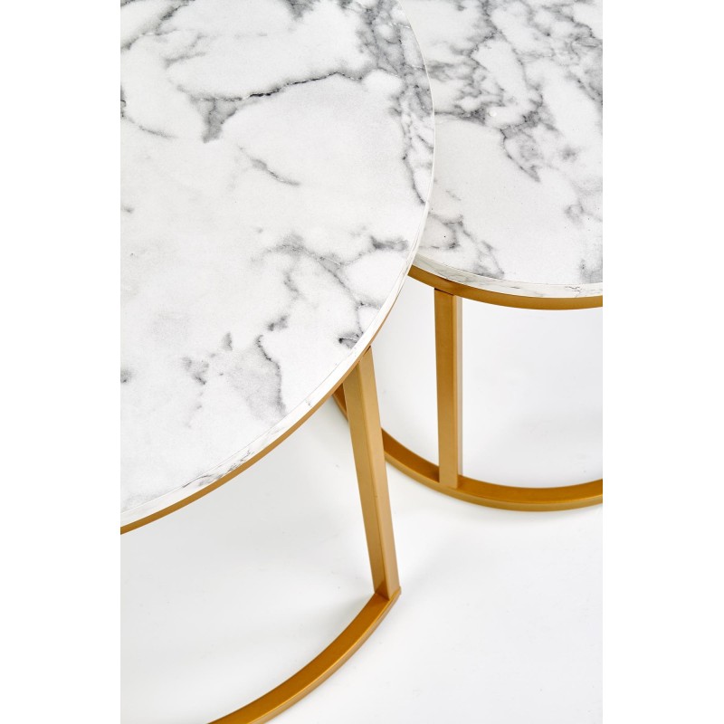 PAOLA zestaw 2 ław, marmur / złoty (1p 1szt)