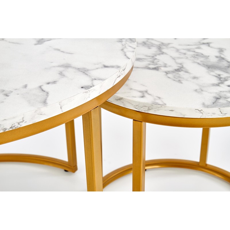 PAOLA zestaw 2 ław, marmur / złoty (1p 1szt)